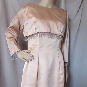 SALE Vintage Emma Domb Sheath & Bolero Peach Satin